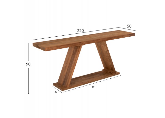ΚΟΝΣΟΛΑ ΑΠΟ ΞΥΛΟ ΤΕΑΚ ΦΥΣΙΚΟ ΧΡΩΜΑ HM9555 220x50x90Υεκ.