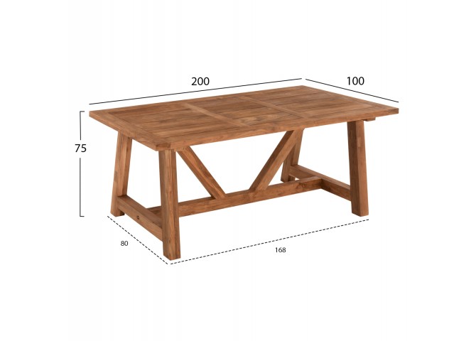 ΤΡΑΠΕΖΙ ΤΡΑΠΕΖΑΡΙΑΣ HM7922 RECYCLED TEAK ΣΕ ΦΥΣΙΚΟ ΧΡΩΜΑ 200X100X75Yεκ.