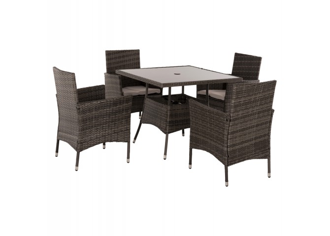 ΣΕΤ ΤΡΑΠΕΖΑΡΙΑΣ ΕΞΩΤ.ΧΩΡΟΥ 5ΤΜΧ HM5965 ΚΑΦΕ RATTAN-ΜΕΤΑΛΛΙΚΟΣ ΣΚΕΛΕΤΟΣ-ΓΥΑΛΙΝΗ ΕΠΙΦΑΝΕΙΑ