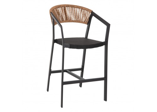 ΣΚΑΜΠΟ ΑΛΟΥΜΙΝΙΟΥ HM5892.15 ΜΕΣΑΙΟΥ ΥΨΟΥΣ RATTAN & TEXTLINE ΜΑΥΡΟ ΜΠΕΖ 56,5x57x99,5Y