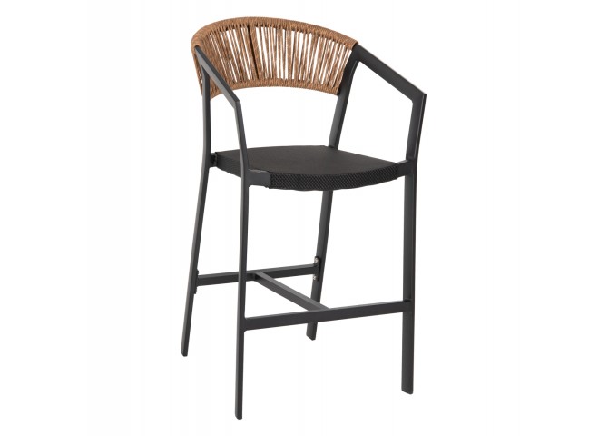 ΣΚΑΜΠΟ ΑΛΟΥΜΙΝΙΟΥ HM5892.15 ΜΕΣΑΙΟΥ ΥΨΟΥΣ RATTAN & TEXTLINE ΜΑΥΡΟ ΜΠΕΖ 56,5x57x99,5Y