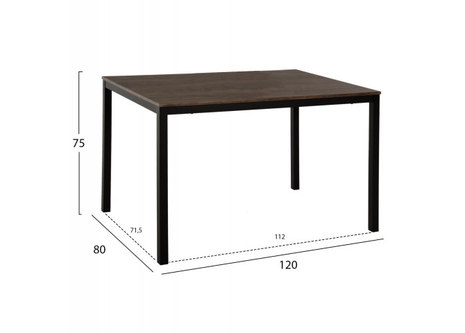 ΣΕΤ ΤΡΑΠΕΖΑΡΙΑΣ GOOSE 5ΤΜΧ HM9530.01 MDF ΚΑΡΥΔΙ-ΜΕΤΑΛΛΟ ΜΑΥΡΟ 120x80x75Yεκ.