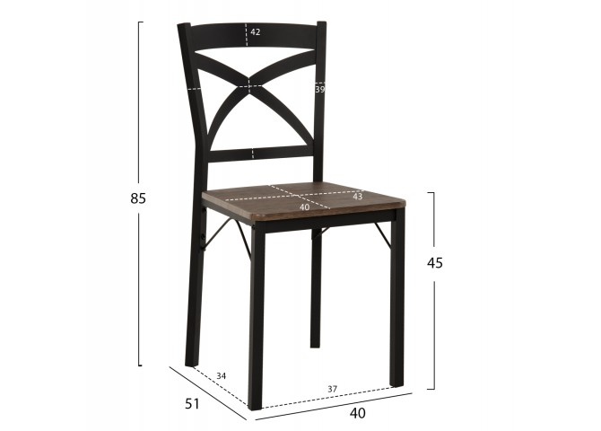 ΣΕΤ ΤΡΑΠΕΖΑΡΙΑΣ GOOSE 5ΤΜΧ HM9530.01 MDF ΚΑΡΥΔΙ-ΜΕΤΑΛΛΟ ΜΑΥΡΟ 120x80x75Yεκ.