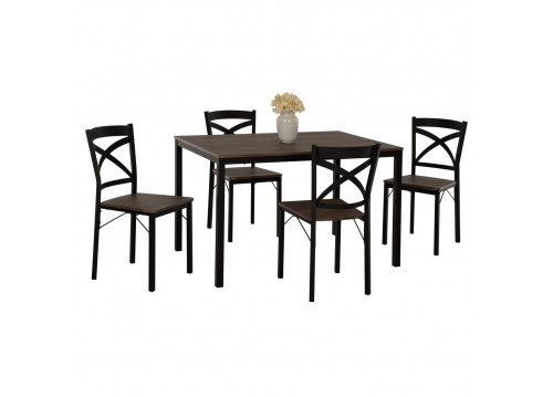 ΣΕΤ ΤΡΑΠΕΖΑΡΙΑΣ GOOSE 5ΤΜΧ HM9530.01 MDF ΚΑΡΥΔΙ-ΜΕΤΑΛΛΟ ΜΑΥΡΟ 120x80x75Yεκ.