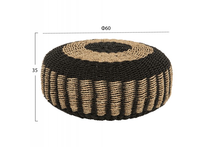 ΠΟΥΦ ΣΚΑΜΠΟ SARONI HM7851.02 SEAGRASS ΣΕ ΦΥΣΙΚΟ-ΜΑΥΡΟ ΧΡΩΜΑ Φ60x35Yεκ.