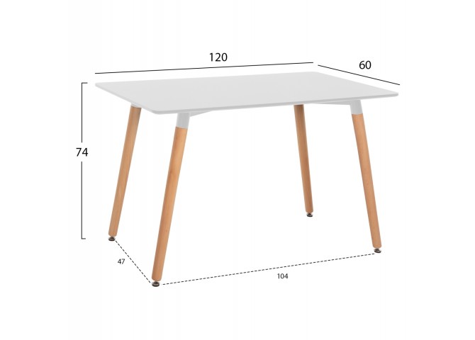ΤΡΑΠΕΖΙ MINIMAL HM8581.01 ΛΕΥΚΟ MDF-ΠΟΔΙΑ ΟΞΙΑ ΣΕ ΦΥΣΙΚΟ ΧΡΩΜΑ- 120Χ60X74Υεκ.
