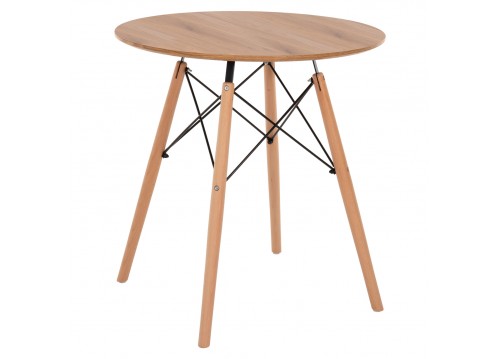ΤΡΑΠΕΖΙ MINIMAL ΣΤΡΟΓΓΥΛΟ HM0059.04 MDF ΣΕ ΦΥΣΙΚΟ-ΠΟΔΙΑ ΟΞΙΑΣ ΦΥΣΙΚΟ Φ80Χ72Υεκ.