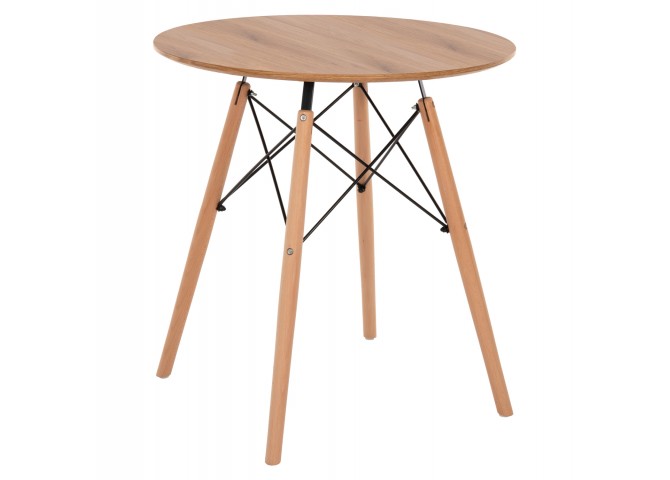 ΤΡΑΠΕΖΙ MINIMAL ΣΤΡΟΓΓΥΛΟ HM0059.04 MDF ΣΕ ΦΥΣΙΚΟ-ΠΟΔΙΑ ΟΞΙΑΣ ΦΥΣΙΚΟ Φ80Χ72Υεκ.