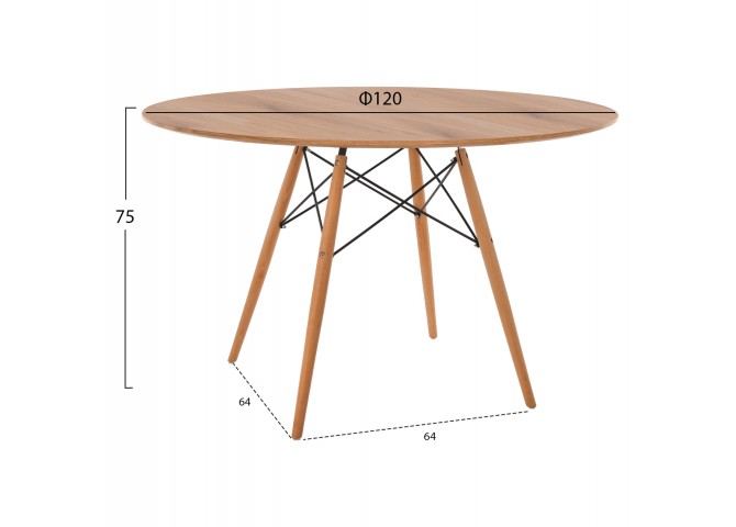 ΤΡΑΠΕΖΙ MINIMAL ΣΤΡΟΓΓΥΛΟ HM8454.04 MDF ΣΕ ΦΥΣΙΚΟ-ΠΟΔΙΑ ΟΞΙΑΣ ΣΕ ΦΥΣΙΚΟ Φ120Χ75Υεκ.