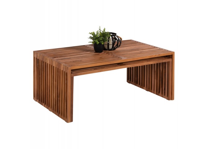 ΣΕΤ ΤΡΑΠΕΖΙΑ ΣΑΛΟΝΙΟΥ HM9548 ΞΥΛΟ ΤΕΑΚ ΣΕ ΦΥΣΙΚΟ ΧΡΩΜΑ 116x60x46,5Υ εκ.