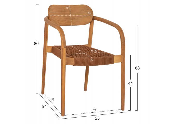 ΠΟΛΥΘΡΟΝΑ OSLO HM9636.01 ΞΥΛΟ TEAK ΦΥΣΙΚΟ & ΜΠΕΖ ΣΧΟΙΝΙ 55x54x80Y εκ.