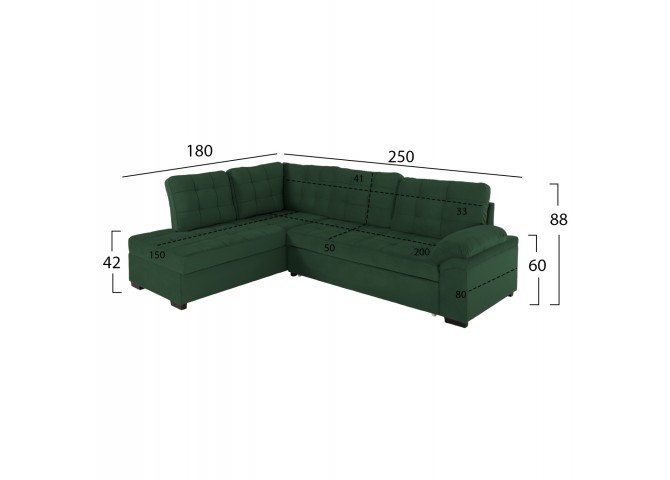 ΚΑΝΑΠΕΣ ΚΡΕΒΑΤΙ JADE HM3144.05L ΑΡΙΣΤΕΡΗ ΓΩΝΙΑ ΣΕ ΚΥΠΑΡΙΣΣΙ ΧΡΩΜΑ 250x180x88Υεκ.