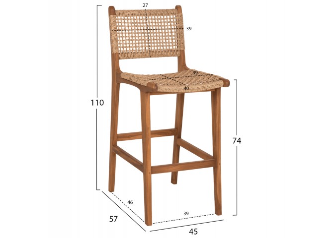 ΣΚΑΜΠΟ ΜΠΑΡ ΜΕ ΠΛΑΤΗ TELLY HM9788 ΞΥΛΟ ΤΕΑΚ ΣΕ ΦΥΣΙΚΟ-ΣΧΟΙΝΙ ΜΠΕΖ 45x57x110Υεκ.