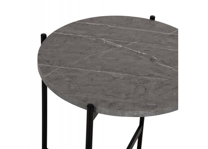 ΒΟΗΘΗΤΙΚΟ ΤΡΑΠΕΖΙ HM9589.02 MDF ΓΚΡΙ ΜΑΡΜΑΡΟ-ΜΑΥΡΗ ΜΕΤΑΛΛΙΚΗ ΒΑΣΗ Φ50x55Υεκ.