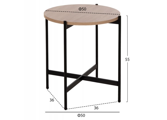 ΒΟΗΘΗΤΙΚΟ ΤΡΑΠΕΖΙ HM9589.03 MDF SONAMA-ΜΑΥΡΗ ΜΕΤΑΛΛΙΚΗ ΒΑΣΗ Φ50x55Υεκ.