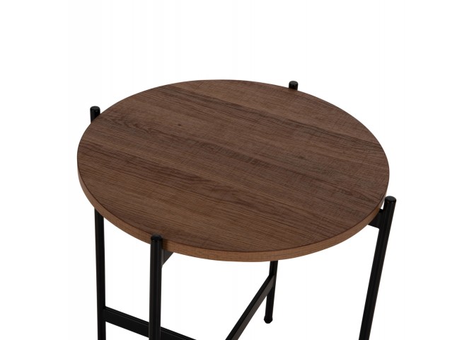 ΒΟΗΘΗΤΙΚΟ ΤΡΑΠΕΖΙ HM9589.04 MDF ΚΑΡΥΔΙ-ΜΑΥΡΗ ΜΕΤΑΛΛΙΚΗ ΒΑΣΗ Φ50x55Υεκ.