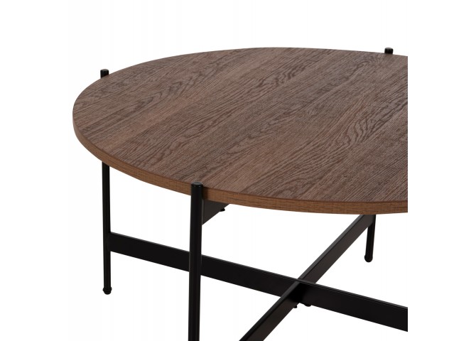 ΤΡΑΠΕΖΙ ΣΑΛΟΝΙΟΥ HM9588.04 MDF ΚΑΡΥΔΙ-ΜΑΥΡΗ ΜΕΤΑΛΛΙΚΗ ΒΑΣΗ Φ80x45Υεκ.