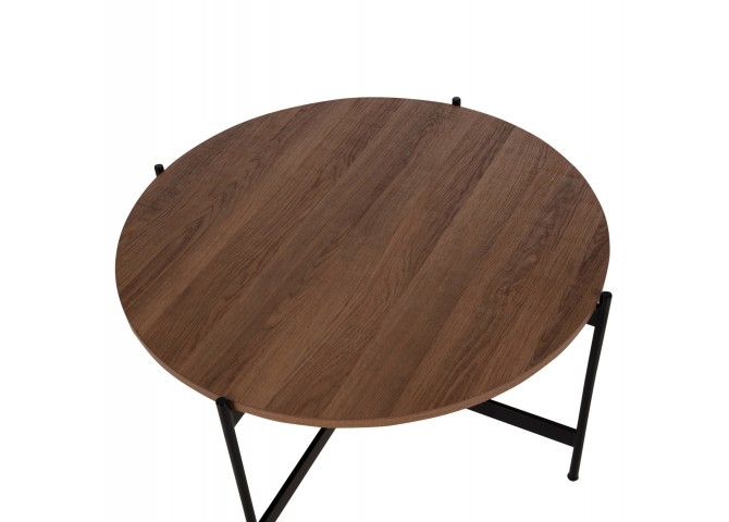 ΤΡΑΠΕΖΙ ΣΑΛΟΝΙΟΥ HM9588.04 MDF ΚΑΡΥΔΙ-ΜΑΥΡΗ ΜΕΤΑΛΛΙΚΗ ΒΑΣΗ Φ80x45Υεκ.