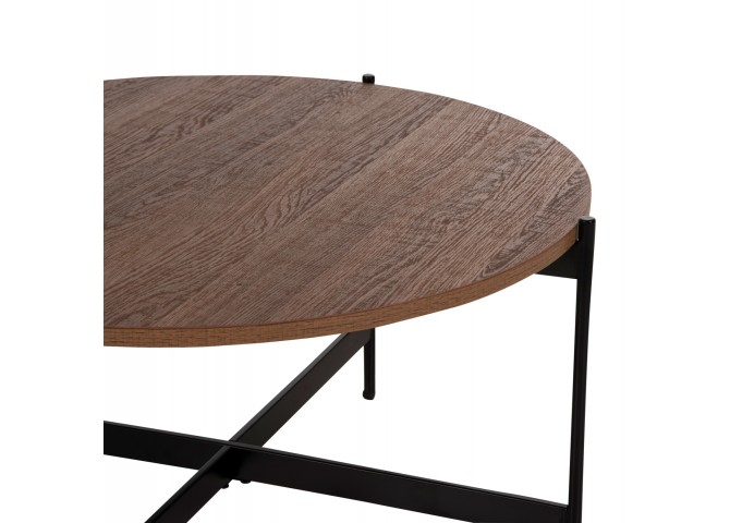 ΤΡΑΠΕΖΙ ΣΑΛΟΝΙΟΥ HM9588.04 MDF ΚΑΡΥΔΙ-ΜΑΥΡΗ ΜΕΤΑΛΛΙΚΗ ΒΑΣΗ Φ80x45Υεκ.