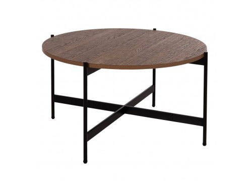 ΤΡΑΠΕΖΙ ΣΑΛΟΝΙΟΥ HM9588.04 MDF ΚΑΡΥΔΙ-ΜΑΥΡΗ ΜΕΤΑΛΛΙΚΗ ΒΑΣΗ Φ80x45Υεκ.