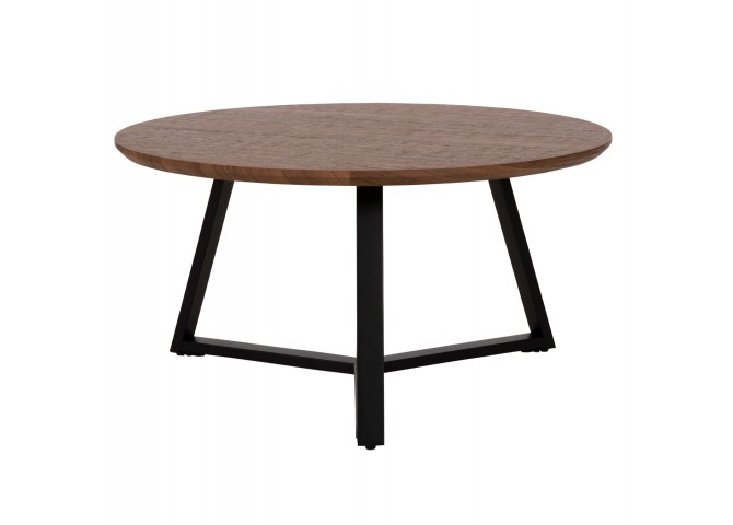 ΤΡΑΠΕΖΙ ΣΑΛΟΝΙΟΥ ΣΤΡΟΓΓΥΛΟ HM9586.04 MDF WALNUT-ΜΑΥΡΗ ΣΑΓΡΕ ΒΑΣΗ Φ80x42Υεκ.
