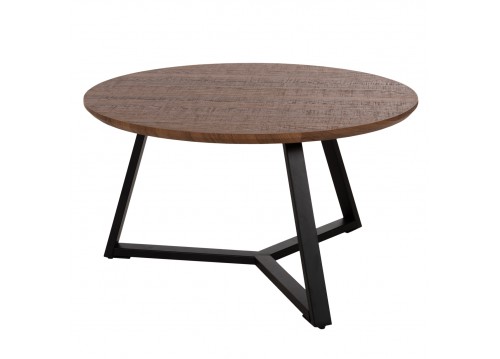 ΤΡΑΠΕΖΙ ΣΑΛΟΝΙΟΥ ΣΤΡΟΓΓΥΛΟ HM9586.04 MDF WALNUT-ΜΑΥΡΗ ΣΑΓΡΕ ΒΑΣΗ Φ80x42Υεκ.