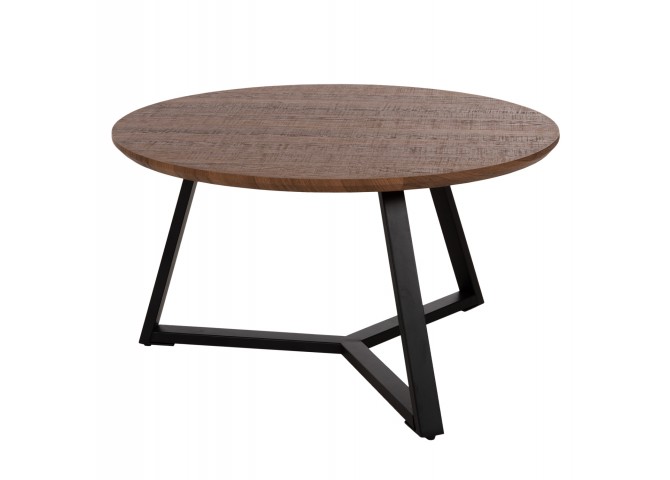 ΤΡΑΠΕΖΙ ΣΑΛΟΝΙΟΥ ΣΤΡΟΓΓΥΛΟ HM9586.04 MDF WALNUT-ΜΑΥΡΗ ΣΑΓΡΕ ΒΑΣΗ Φ80x42Υεκ.
