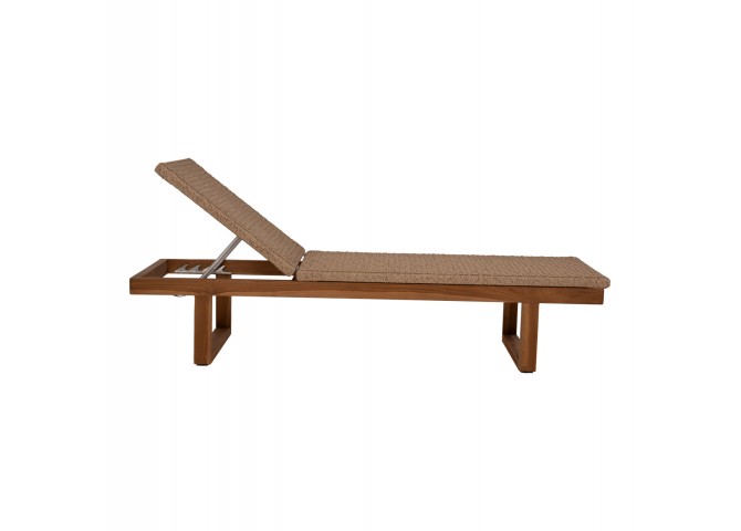 ΞΑΠΛΩΣΤΡΑ PATRON HM5993 TEAK ΞΥΛΟ ΚΑΙ ΣΧΟΙΝΙ VIRO ΣΕ ΠΛΕΞΗ WICKER 191x65x86Yεκ.