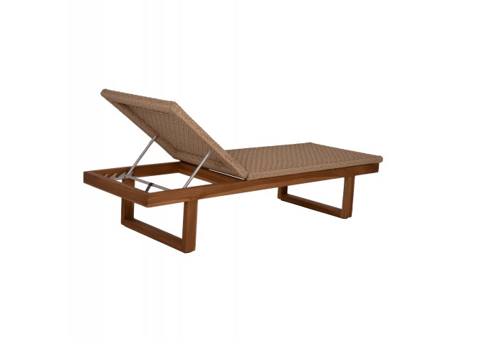 ΞΑΠΛΩΣΤΡΑ PATRON HM5993 TEAK ΞΥΛΟ ΚΑΙ ΣΧΟΙΝΙ VIRO ΣΕ ΠΛΕΞΗ WICKER 191x65x86Yεκ.