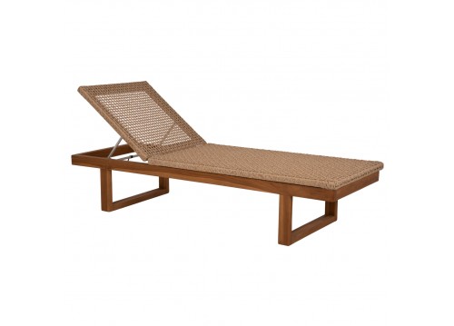 ΞΑΠΛΩΣΤΡΑ PATRON HM5993 TEAK ΞΥΛΟ ΚΑΙ ΣΧΟΙΝΙ VIRO ΣΕ ΠΛΕΞΗ WICKER 191x65x86Yεκ.
