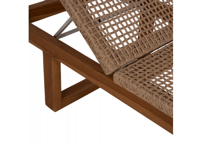 ΞΑΠΛΩΣΤΡΑ PATRON HM5993 TEAK ΞΥΛΟ ΚΑΙ ΣΧΟΙΝΙ VIRO ΣΕ ΠΛΕΞΗ WICKER 191x65x86Yεκ.