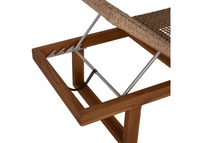 ΞΑΠΛΩΣΤΡΑ PATRON HM5993 TEAK ΞΥΛΟ ΚΑΙ ΣΧΟΙΝΙ VIRO ΣΕ ΠΛΕΞΗ WICKER 191x65x86Yεκ.