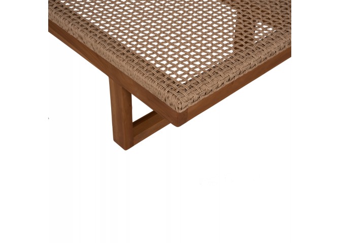 ΞΑΠΛΩΣΤΡΑ PATRON HM5993 TEAK ΞΥΛΟ ΚΑΙ ΣΧΟΙΝΙ VIRO ΣΕ ΠΛΕΞΗ WICKER 191x65x86Yεκ.