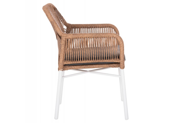 ΠΟΛΥΘΡΟΝΑ TOPIN HM6048.01 ΑΛΟΥΜΙΝΙΟ ΛΕΥΚΟ-P.E. RATTAN ΑΝΟΙΧΤΟ ΚΑΦΕ-ΜΑΞΙΛΑΡΙ ΓΚΡΙ 57x65x84Υ εκ