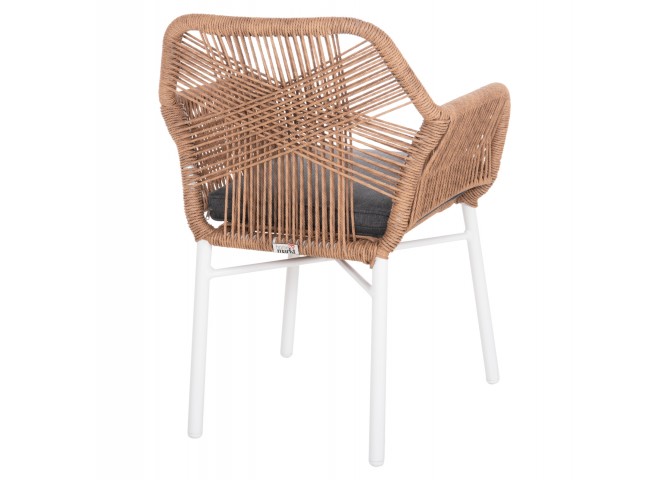 ΠΟΛΥΘΡΟΝΑ TOPIN HM6048.01 ΑΛΟΥΜΙΝΙΟ ΛΕΥΚΟ-P.E. RATTAN ΑΝΟΙΧΤΟ ΚΑΦΕ-ΜΑΞΙΛΑΡΙ ΓΚΡΙ 57x65x84Υ εκ