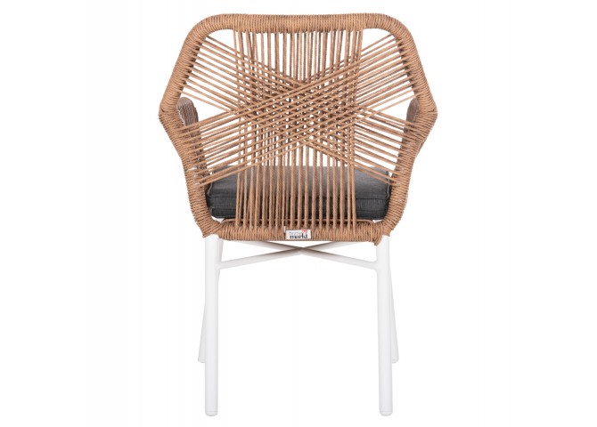 ΠΟΛΥΘΡΟΝΑ TOPIN HM6048.01 ΑΛΟΥΜΙΝΙΟ ΛΕΥΚΟ-P.E. RATTAN ΑΝΟΙΧΤΟ ΚΑΦΕ-ΜΑΞΙΛΑΡΙ ΓΚΡΙ 57x65x84Υ εκ