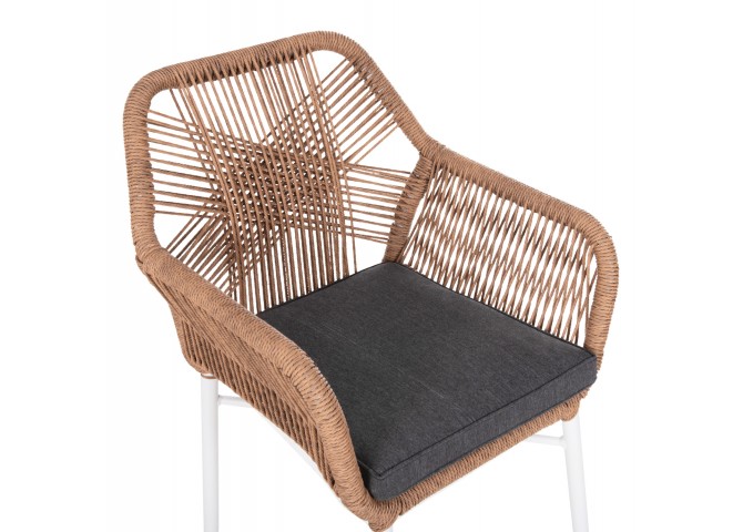 ΠΟΛΥΘΡΟΝΑ TOPIN HM6048.01 ΑΛΟΥΜΙΝΙΟ ΛΕΥΚΟ-P.E. RATTAN ΑΝΟΙΧΤΟ ΚΑΦΕ-ΜΑΞΙΛΑΡΙ ΓΚΡΙ 57x65x84Υ εκ