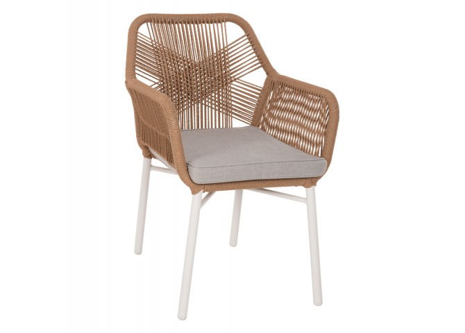 ΠΟΛΥΘΡΟΝΑ TOPIN HM6048.01 ΑΛΟΥΜΙΝΙΟ ΛΕΥΚΟ-P.E. RATTAN ΑΝΟΙΧΤΟ ΚΑΦΕ-ΜΑΞΙΛΑΡΙ ΓΚΡΙ 57x65x84Υ εκ