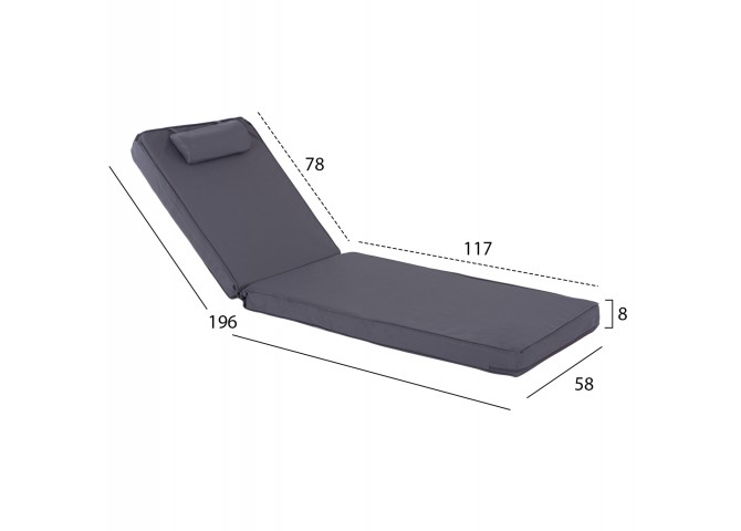 ΜΑΞΙΛΑΡΙ ΞΑΠΛΩΣΤΡΑΣ TEXTILENE 600gr SIFNOS ΓΚΡΙ HM11236.30T 196(117+1+78)x58x9εκ.