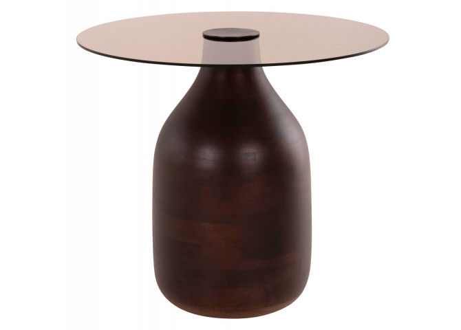 ΒΟΗΘΗΤΙΚΑ ΤΡΑΠΕΖΑΚΙΑ 2ΤΜΧ CHANG HM9668 ΞΥΛΟ MANGO-ΓΥΑΛΙ TOP Φ55x49,5Υ & Φ40x36,5Υεκ.