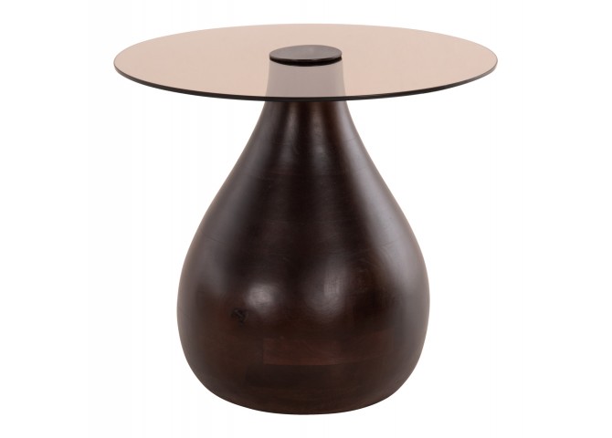 ΒΟΗΘΗΤΙΚΑ ΤΡΑΠΕΖΑΚΙΑ 2ΤΜΧ CHANG HM9668 ΞΥΛΟ MANGO-ΓΥΑΛΙ TOP Φ55x49,5Υ & Φ40x36,5Υεκ.