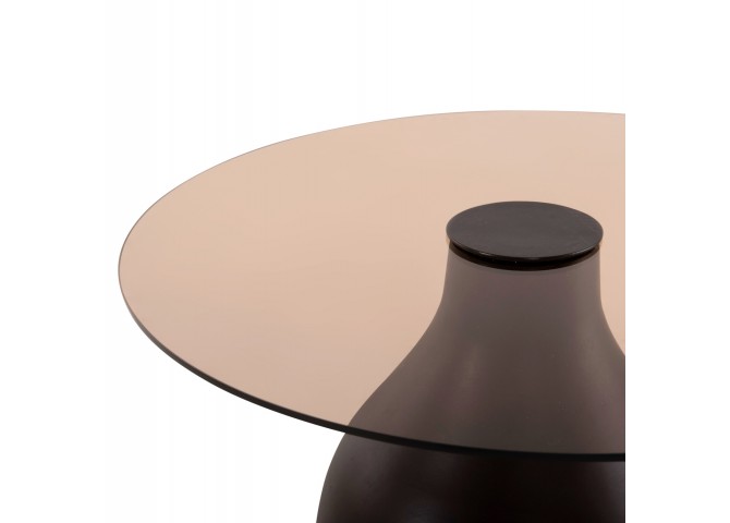 ΒΟΗΘΗΤΙΚΑ ΤΡΑΠΕΖΑΚΙΑ 2ΤΜΧ CHANG HM9668 ΞΥΛΟ MANGO-ΓΥΑΛΙ TOP Φ55x49,5Υ & Φ40x36,5Υεκ.