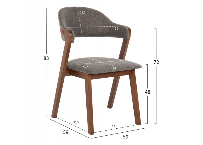 ΚΑΡΕΚΛΑ RIDER HM9734.01 RUBBERWOOD ΣΕ ΚΑΡΥΔΙ-ΥΦΑΣΜΑ ΓΚΡΙ 59x59x83Yεκ.