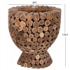 ΤΡΑΠΕΖΙ BAR ΣΤΡΟΓΓΥΛΟ LEEROY HM9806 KOMMATIA ΞΥΛΟΥ TEAK Φ92x104Υ εκ.