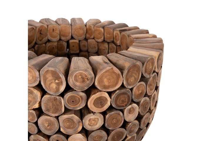 ΤΡΑΠΕΖΙ BAR ΣΤΡΟΓΓΥΛΟ LEEROY HM9806 KOMMATIA ΞΥΛΟΥ TEAK Φ92x104Υ εκ.