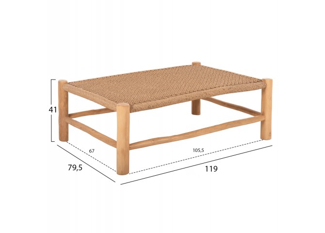 ΤΡΑΠΕΖΙ ΣΑΛΟΝΙΟΥ LONDER HM5985 ΞΥΛΟ ΤΕΑΚ- ΣΥΝΘΕΤΙΚΟ RATTAN-ΦΥΣΙΚΟ 120x80x40Yεκ.