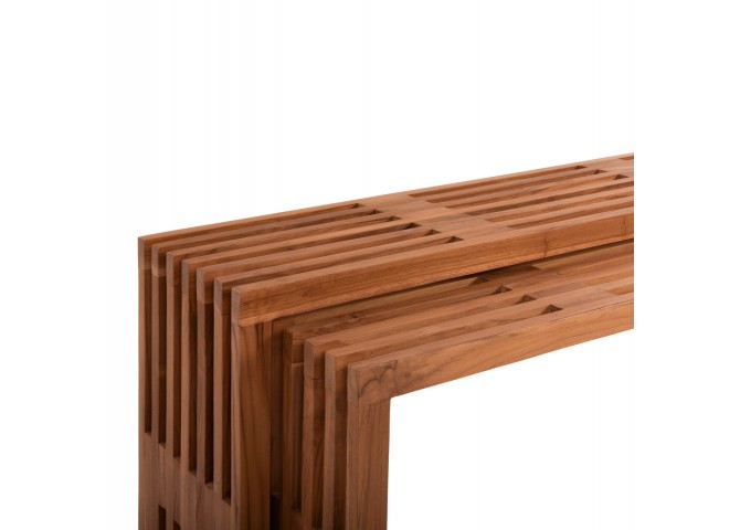 ΤΡΑΠΕΖΙΑ ΣΑΛΟΝΙΟΥ ΣΕΤ 2ΤΜΧ NYA HM9828 ΜΑΣΙΦ ΞΥΛΟ TEAK ΣΕ ΦΥΣΙΚΟ  110x30x46Υεκ.
