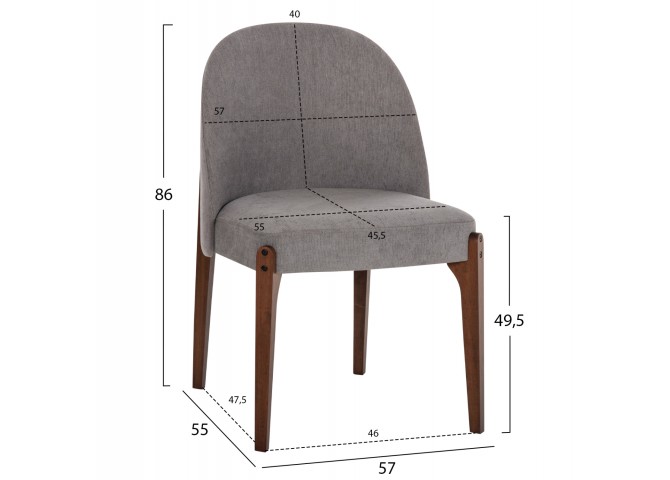ΚΑΡΕΚΛΑ ΤΡΑΠΕΖΑΡΙΑΣ RAMMER HM9744.01 RUBBERWOOD ΣΕ ΚΑΡΥΔΙ-ΓΚΡΙ ΥΦΑΣΜΑ 57x55x86Υεκ.