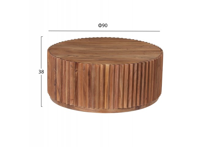 ΤΡΑΠΕΖΙ ΣΑΛΟΝΙΟΥ ΣΤΡΟΓΓΥΛΟ SEDGE HM9695 ΜΑΣΙΦ ΑΚΑΚΙΑ-ΦΥΣΙΚΟ ΧΡΩΜΑ Φ90Χ38Υεκ.