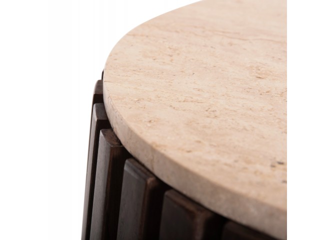 ΒΟΗΘΗΤΙΚΟ ΤΡΑΠΕΖΙ KREST HM9711 ΜΑΣΙΦ ΞΥΛΟ ΑΚΑΚΙΑΣ ΣΕ ΚΑΦΕ-ΤΡΑΒΕΡΤΙΝA Φ50x50Υεκ.